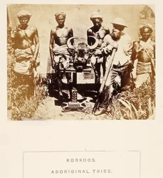 Korkoos, tribu aborigène, Berar, de The People of India, par J. Forbes Watson, publié en 1868